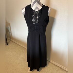 Elie Tahari Black Midi Dress with Lace Detail